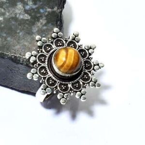 Tiger Eye Ethnic Handmade Ring Jewelry US Size 7.25